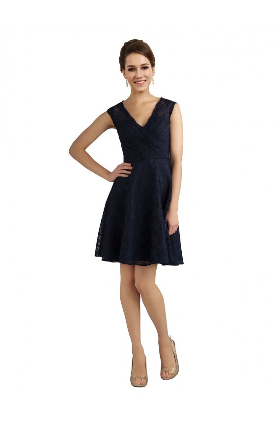 Lace V-Neck Sleeveless Knee Length Bridesmaid Dress / Evening Dress Kent