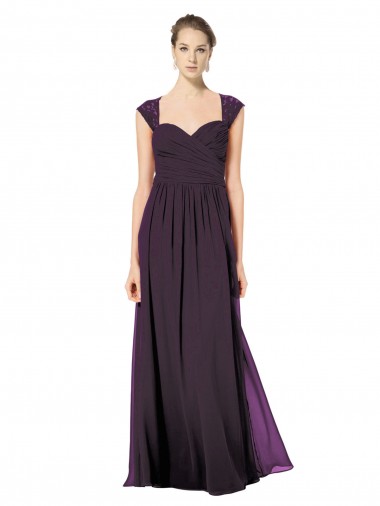 Soft Chiffon & Lace Sweetheart Sleeveless Keyhole Back Long Formal Dress / Bridesmaid Dress Kent