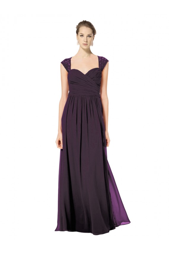 Soft Chiffon & Lace Sweetheart Sleeveless Keyhole Back Long Formal Dress / Bridesmaid Dress Kent