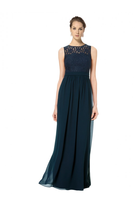 Chiffon & Lace Bateau Neck Sleeveless Keyhole Back Long Bridesmaid Dress Kent