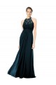 Soft Chiffon & Lace Halter Neck Sleeveless Keyhole Back Long Formal Dress / Bridesmaid Dress Kent