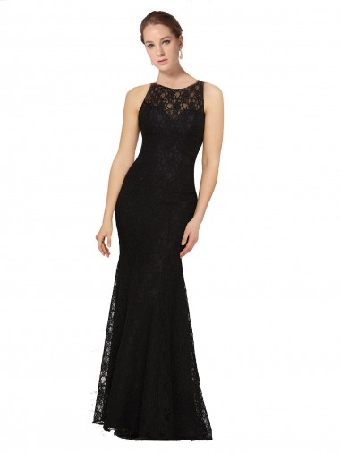 Lace Jewel Neck Sleeveless Open Back Long Bridesmaid Dress Kent