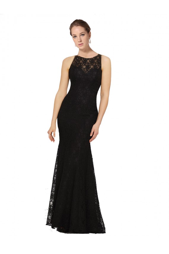 Lace Jewel Neck Sleeveless Open Back Long Bridesmaid Dress Kent