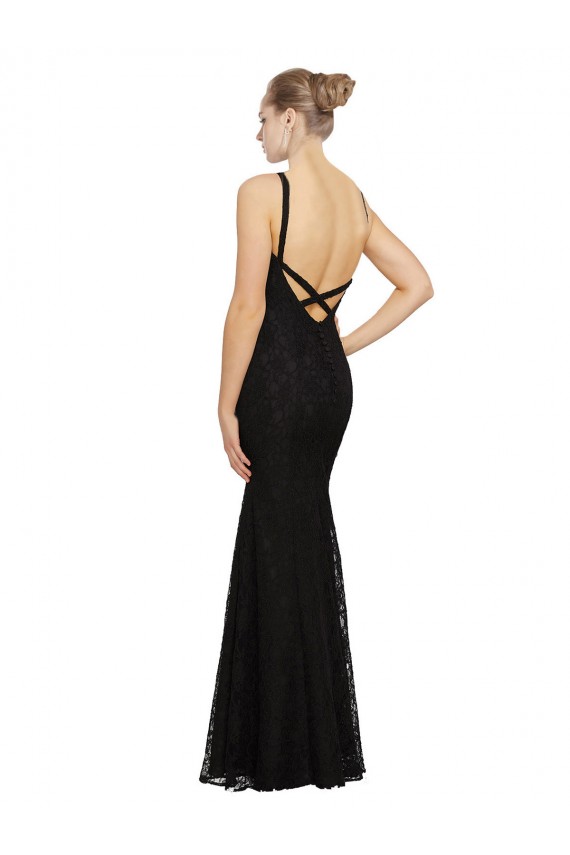 Lace Jewel Neck Sleeveless Open Back Long Bridesmaid Dress Kent