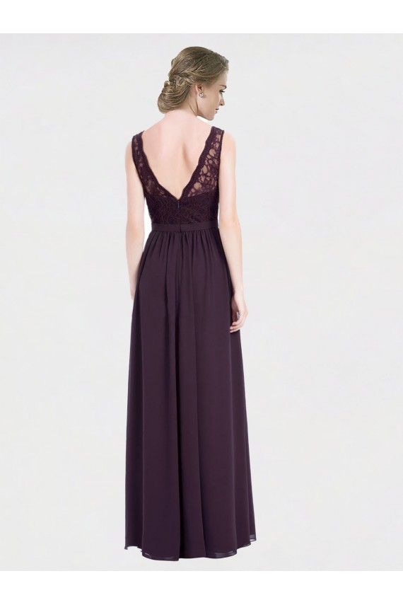 Chiffon & Lace V-Neck Sleeveless V-Back Long Bridesmaid Dress / Evening Dress Kent