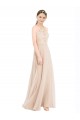 Soft Chiffon & Lace Halter Neck Sleeveless Keyhole Back Long Prom Dress / Bridesmaid Dress Kent