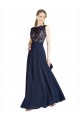 Soft Chiffon & Lace Illusion Neck Sleeveless V-Back Long Prom Dress / Bridesmaid Dress Kent