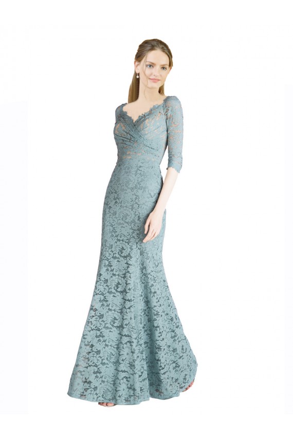Lace Sweetheart Half Sleeves Long Prom Dress / Bridesmaid Dress Kent