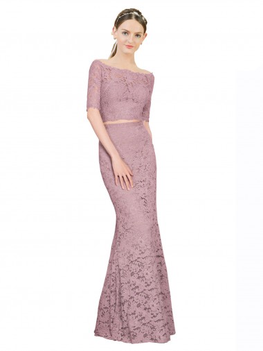 Lace Off the Shoulder Short Sleeves Long Prom Dress / Bridesmaid Dress Kent