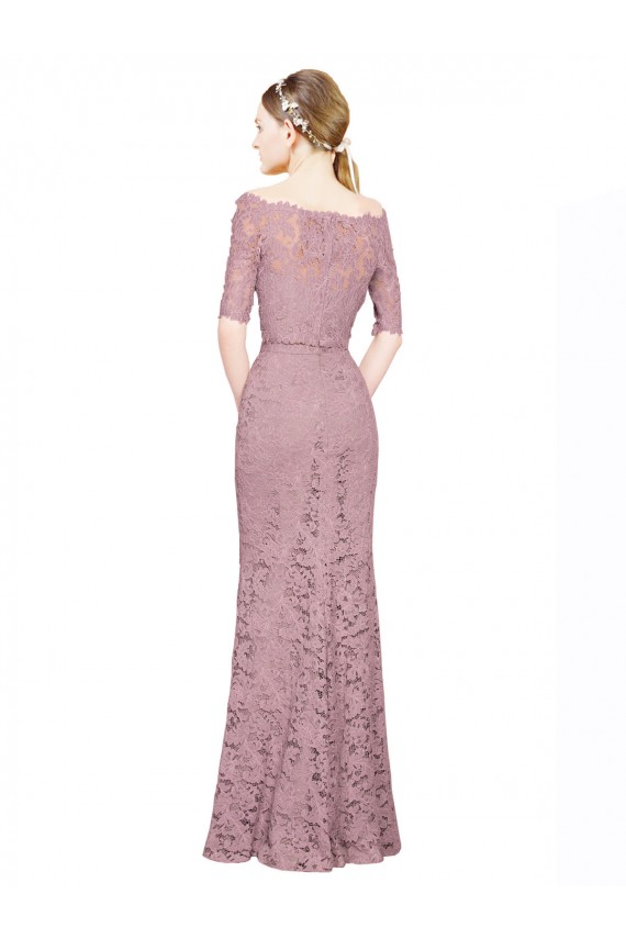 Lace Off the Shoulder Short Sleeves Long Prom Dress / Bridesmaid Dress Kent