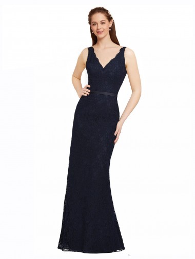 Lace V-Neck Sleeveless Open Back Long Bridesmaid Dress Kent