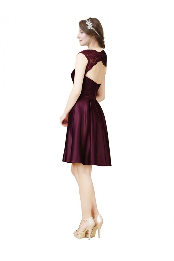 Satin & Lace Square Neck Sleeveless Open Back Knee Length Bridesmaid Dress Kent
