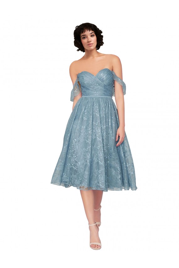 Lace Off the Shoulder Sleeveless Keyhole Back Knee Length Bridesmaid Dress Kent