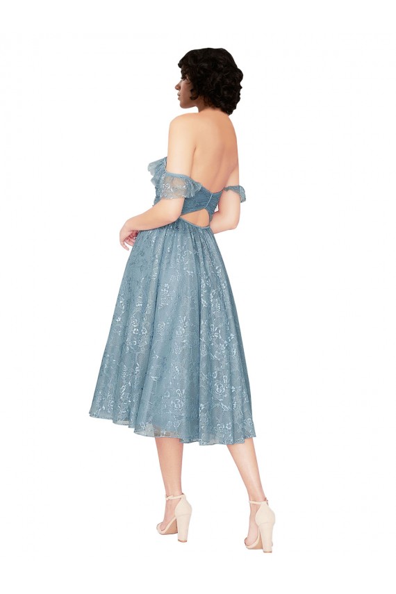 Lace Off the Shoulder Sleeveless Keyhole Back Knee Length Bridesmaid Dress Kent