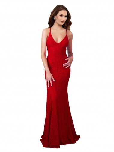 Lace V-Neck Sleeveless Open Back Long Formal Dress / Bridesmaid Dress Kent