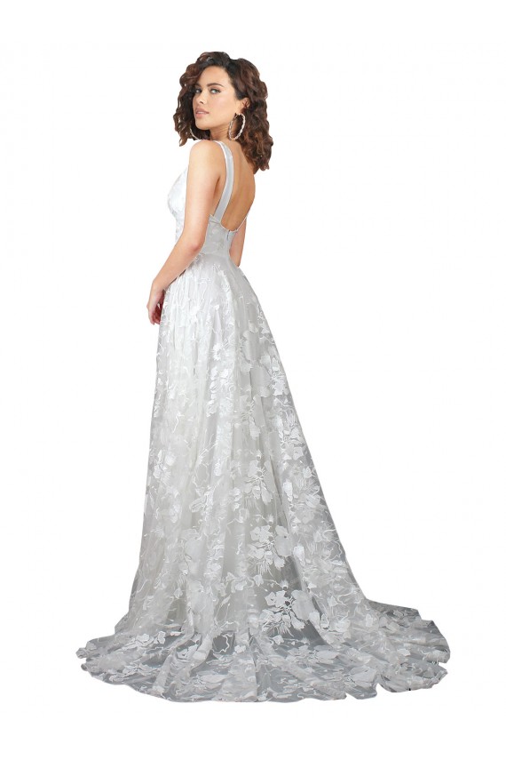 Lace V-Neck Sleeveless Low Back Chapel Train Wedding Dress Kent