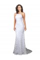 Lace High Neck Sleeveless Open Back Sweep Train Wedding Dress Kent