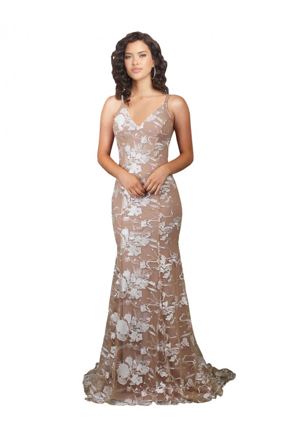 Lace V-Neck Sleeveless Open Back Sweep Train Wedding Dress Kent