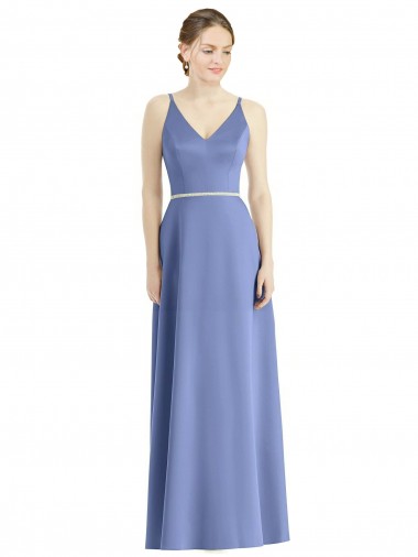 Satin Spaghetti Straps Sleeveless Long Bridesmaid Dress Kent