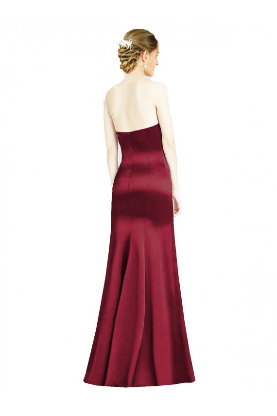 Satin Sweetheart Sleeveless Burgundy Long Bridesmaid Dress Kent