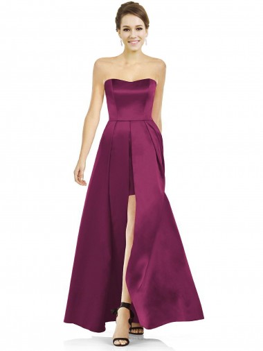 Satin Strapless Sleeveless Long Bridesmaid Dress Kent