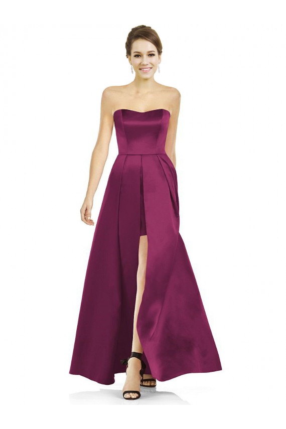Satin Strapless Sleeveless Long Bridesmaid Dress Kent