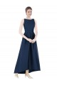 Satin Bateau Neck Sleeveless Long High Low Bridesmaid Dress Kent