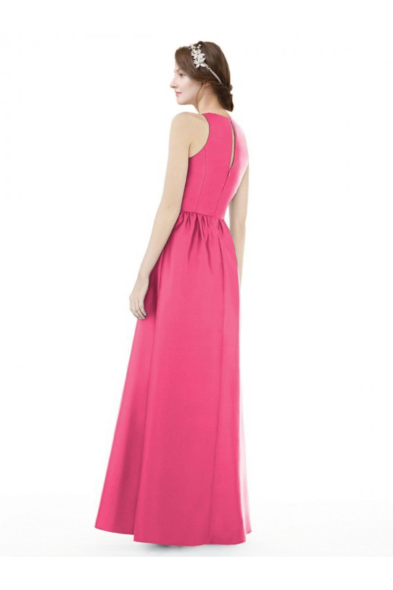 Satin Jewel Neck Sleeveless Keyhole Back Long Bridesmaid Dress Kent