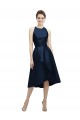 Satin Halter Neck Sleeveless Tea Length High Low Bridesmaid Dress Kent