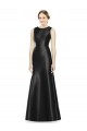 Satin High Neck Sleeveless Keyhole Back Black Long Bridesmaid Dress Kent
