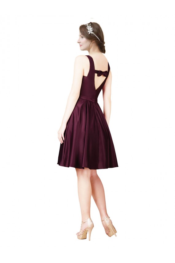 Satin Bateau Neck Sleeveless V-Back Knee Length Prom Dress / Bridesmaid Dress Kent