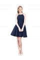 Satin Halter Neck Sleeveless Open Back Knee Length Bridesmaid Gown Kent