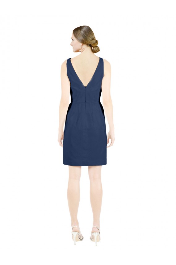 Satin V-Neck Sleeveless Open Back Knee Length Evening Gown / Bridesmaid Dress Kent