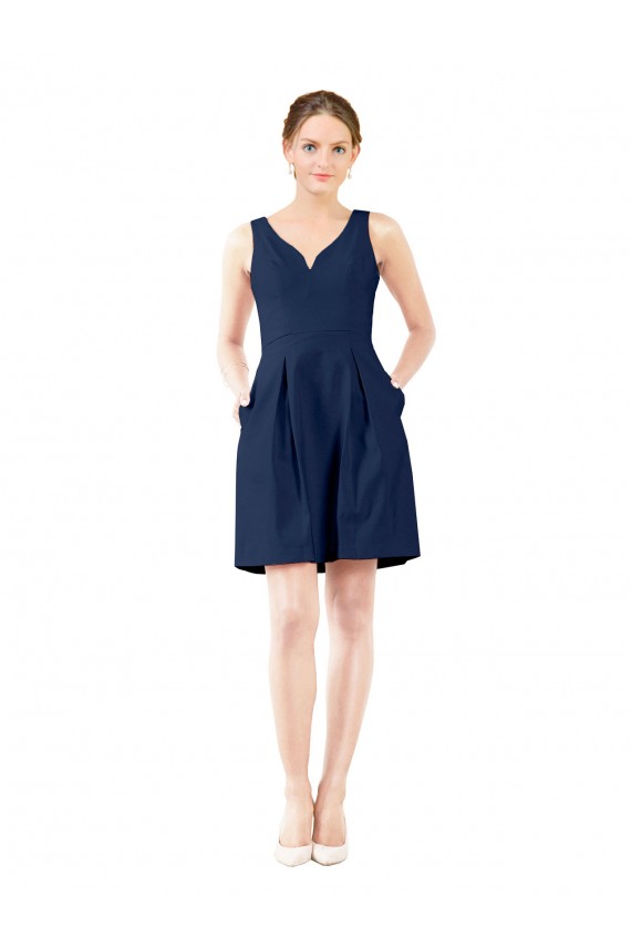 Satin V-Neck Sleeveless Knee Length Bridesmaid Gown Kent