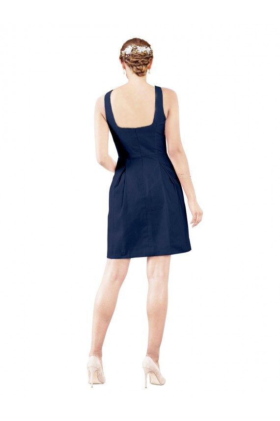 Satin V-Neck Sleeveless Knee Length Bridesmaid Gown Kent
