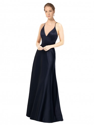 Satin Spaghetti Straps Sleeveless Long Prom Dress / Bridal Party Dress Kent
