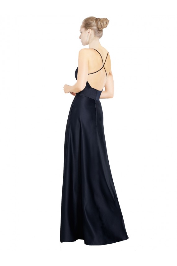 Satin Spaghetti Straps Sleeveless Long Prom Dress / Bridal Party Dress Kent