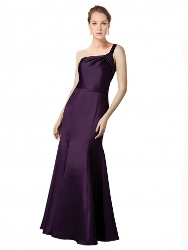 Satin One Shoulder Sleeveless Grape Long Prom Dress / Bridesmaid Dress Kent