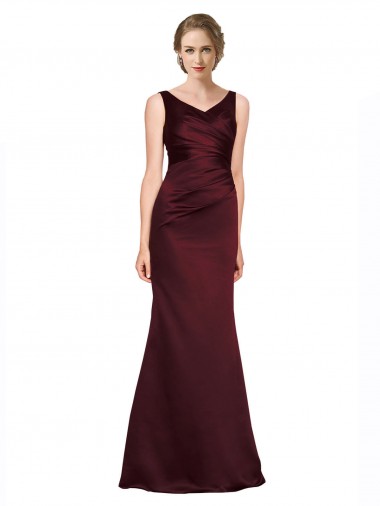 Satin V-Neck Sleeveless Low Back Long Black Tie Evening Gown / Prom Dress / Bridesmaid Dress Kent