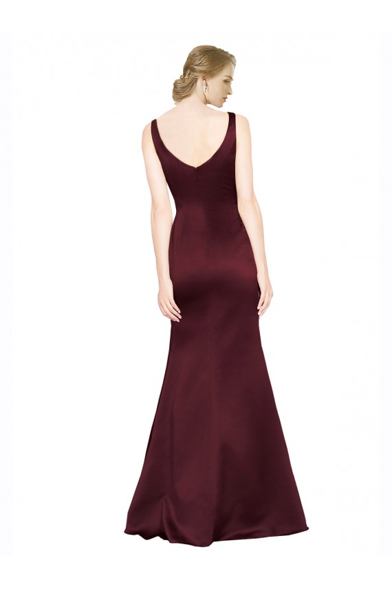 Satin V-Neck Sleeveless Low Back Long Black Tie Evening Gown / Prom Dress / Bridesmaid Dress Kent