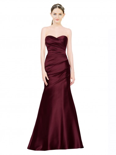 Satin Sweetheart Sleeveless Low Back Long Formal Evening Gown / Prom Dress / Bridesmaid Dress Kent