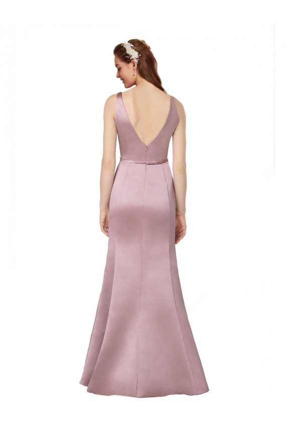 Satin V-Neck Sleeveless V-Back Long Formal Evening Gown / Prom Dress / Bridesmaid Dress Kent