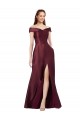 Satin Off the Shoulder Cap Sleeves Long Black Tie Evening Gown / Prom Dress / Bridesmaid Dress Kent