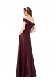 Satin Off the Shoulder Cap Sleeves Long Black Tie Evening Gown / Prom Dress / Bridesmaid Dress Kent