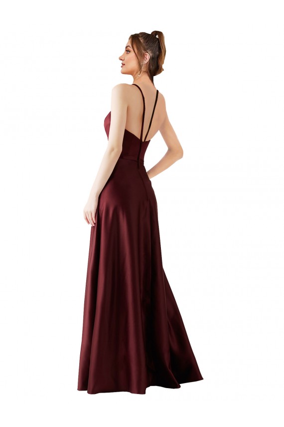 Satin Halter Neck Sleeveless Long Prom Dress / Bridesmaid Dress Kent