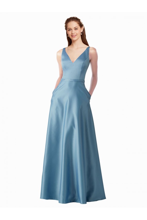 Satin High Neck Sleeveless Long Black Tie Prom Dress / Bridesmaid Dress Kent