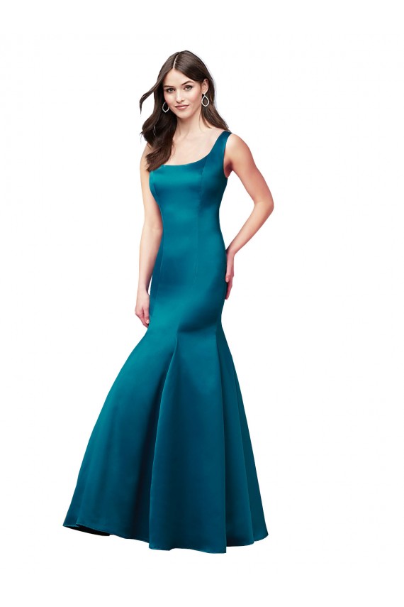 Satin Bateau Neck Sleeveless Long Prom Dress / Bridesmaid Dress Kent
