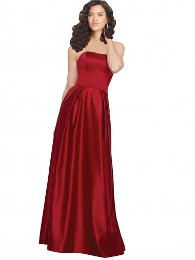 Satin Strapless Sleeveless Long Prom Dress / Bridesmaid Dress Kent