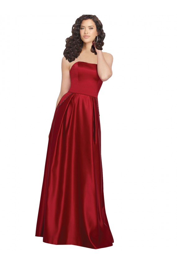 Satin Strapless Sleeveless Long Prom Dress / Bridesmaid Dress Kent