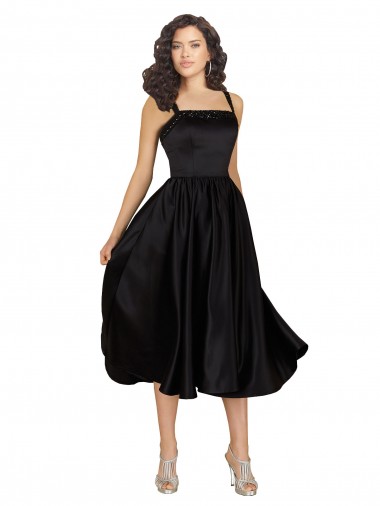 Satin Square Neck Sleeveless Knee Length Prom Dress / Bridesmaid Dress Kent